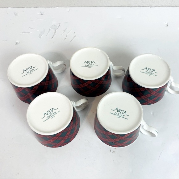Set Of 5 Arita Charles Roberts Tartan Plaid Cups 8oz - Picture 6 of 6